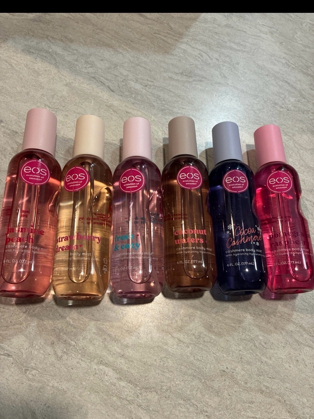 eos Cashmere Body Mists Trio & Assorted Shades - Pink, Peach, Nude, Blue, Plum